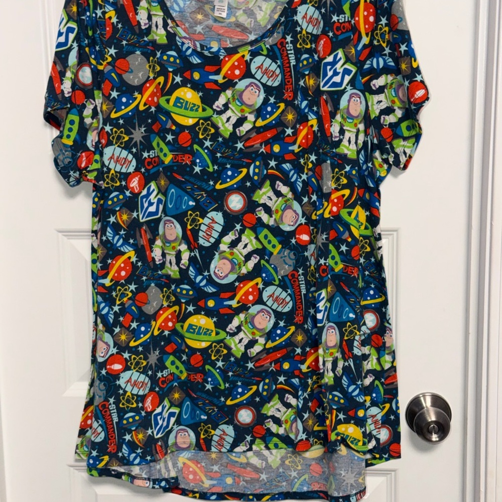 LuLaRoe Women's Short Sleeve Tee - Blue and Multicolor